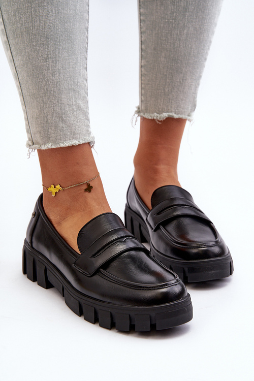 Dámske mokasíny z eko kože čierne Seravisa