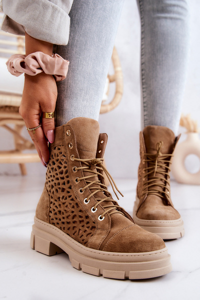 Camel Aileen Openwork Suede topánky