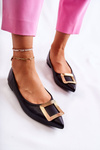 Simone kožené baleríny s čiernym a zlatým pikantom