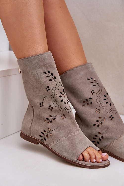 Zazoo 3437 Dámske Semišové Sandále S Návlekom Na Zips Beige