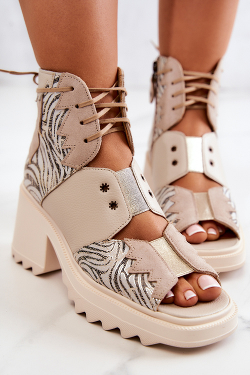 Kožené kozačky Maciejka 05321-04 Béžová