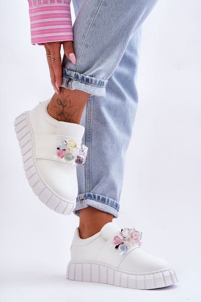 Módne posuvné športové topánky topánky s dekoráciou biela túžba