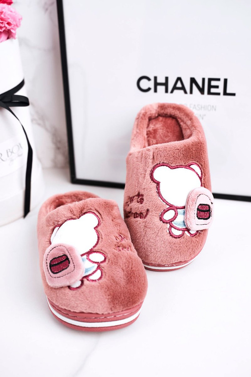 Dětské Domácí Pantofle S Medvědem Práškově Růžová Go To School