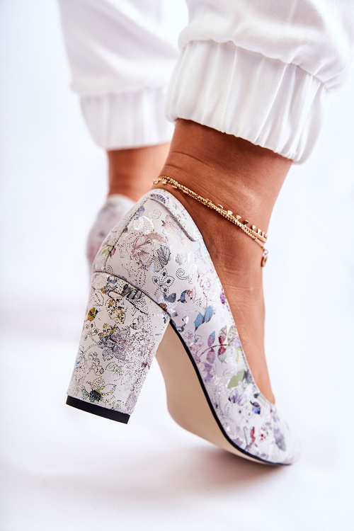 Semišové lodičky s květy béžove Kellany