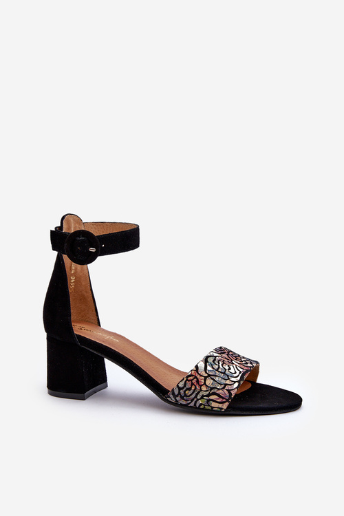 Zamšové sandále na opätku Maciejka 04141-48 čierne