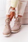 Suede Openwork Boots Maciejka Beige 05033-04