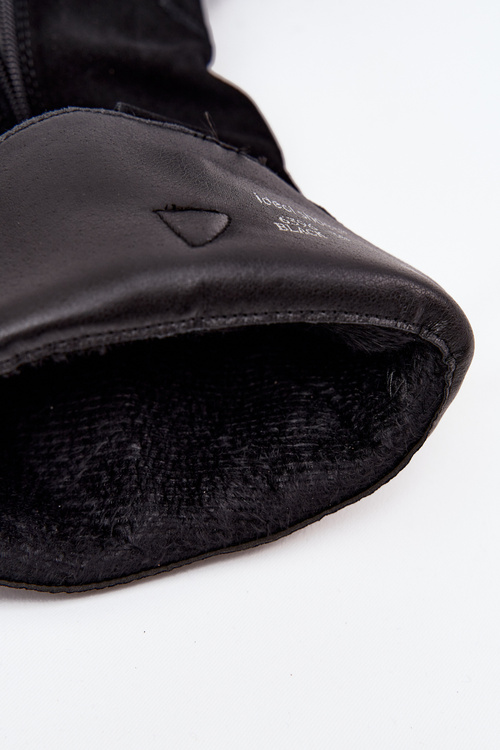 Kožené semišové čižmy dámske zateplené čierne Urselle