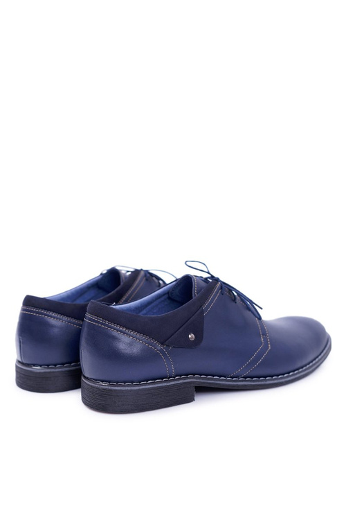 Pánské Polobotky Bednarek Elegantní Kožené Tmavě Modré Oliviero