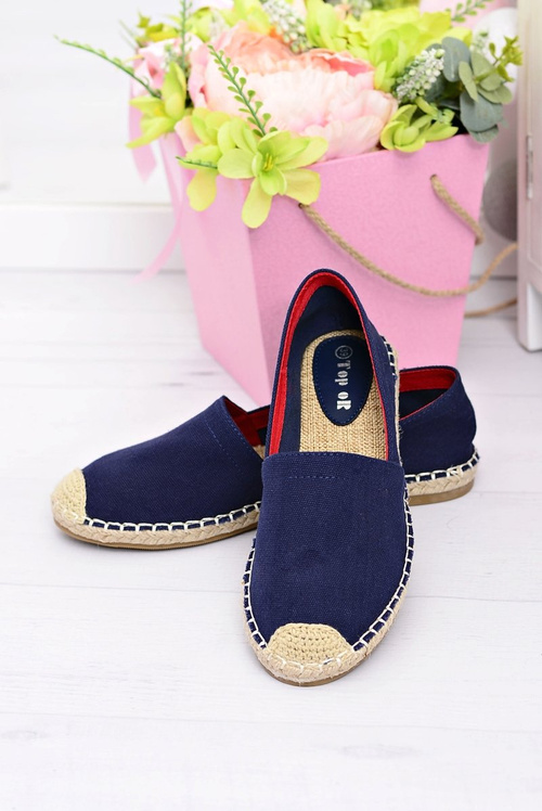 Dámske námornícke modré espadrilles skĺzne na Lupitu