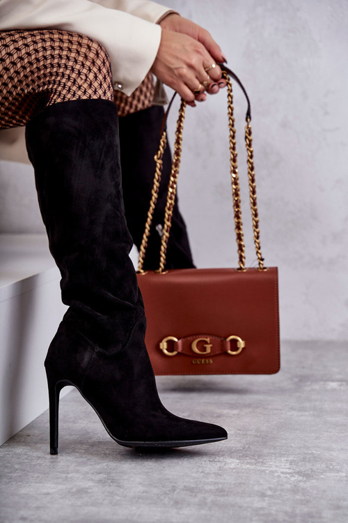 Klasické Semišové černé Boty Na černé Ameya