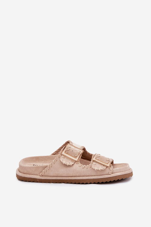 Dámské Sandály S Přezkami A Dekorativním Obšitím Béžové Visley