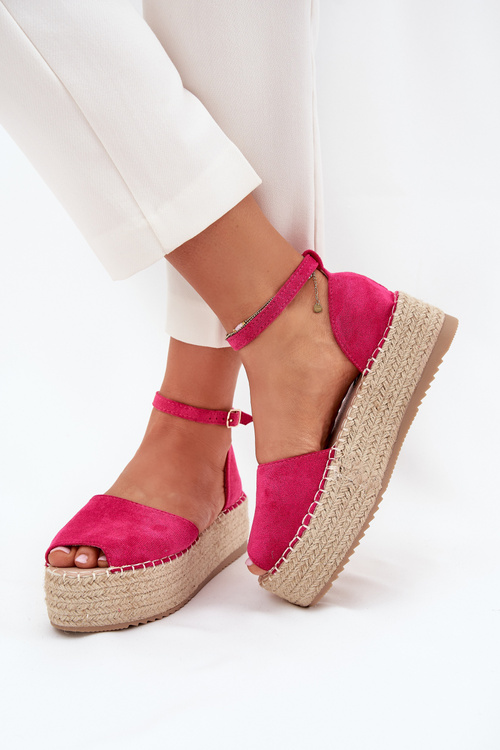 Dámské espadrilky na platformě s pletením fuchsie Selise
