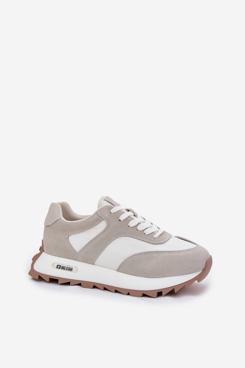 Semišové tenisky na platforme dámske Big Star RR274896 HI-POLY SYSTEM bielo-šedé