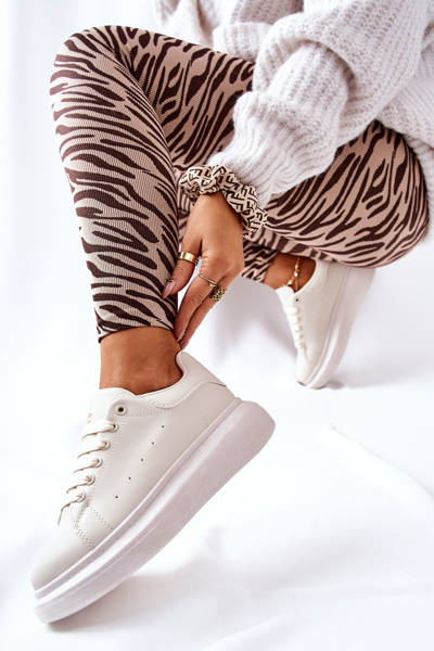 Kožená kožená topánky na plošine béžová lemmy