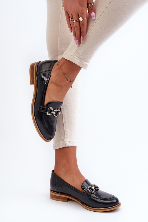 Kožené dámské lakované mokasíny Laura Messi 2760 modré