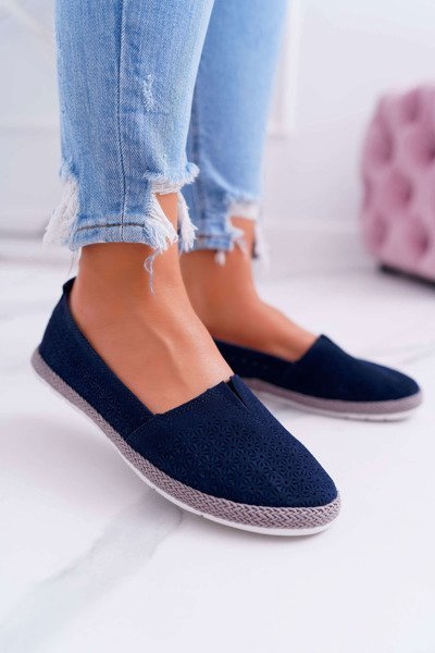 Espadrilles Dámska kožená námornícka modrá Bimbo Sued