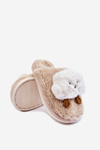 Dětské teplé pantofle s kožešinou béžovou Rubee 
