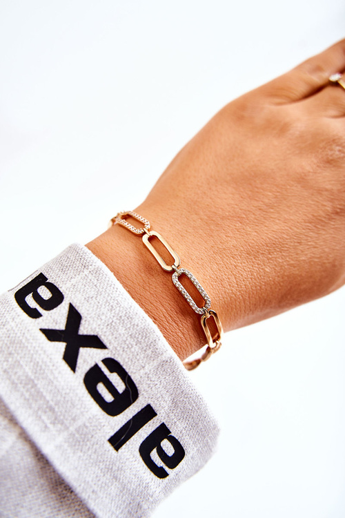 Elegantný náramok žien so zlatými zirkónmi