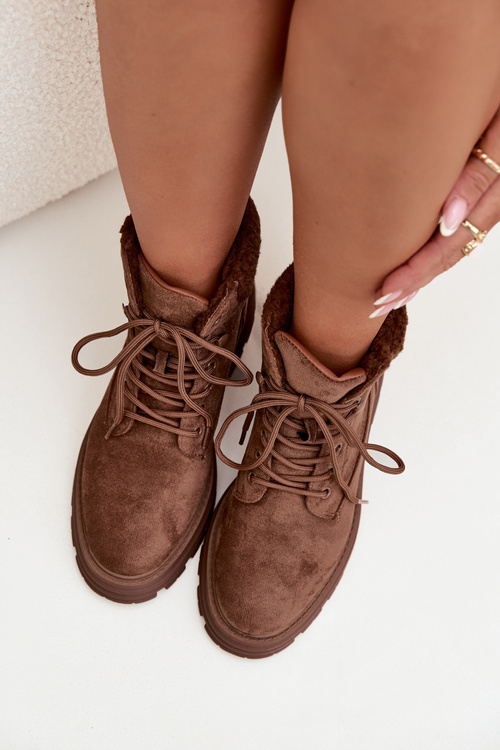 Vytápěné Traperky Dámské Kotníčkové Šněrovací Hnědé Lyrinne