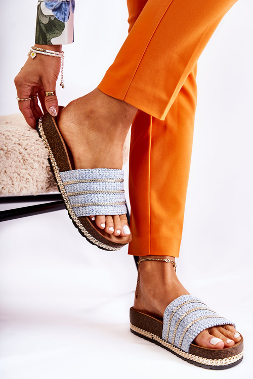 Dámské klasické pantofle s řetízkem Modré Maddy