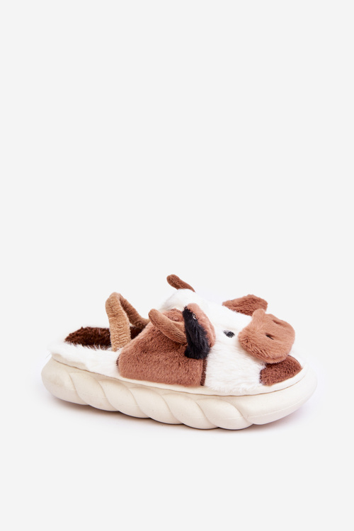 Dětské Kožené Pantofle S Kravským Motivem Hnědé Tamorrin