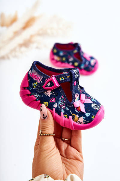 Befado Supergirl Papcia topánky s lukom 110p456 Navy Blue