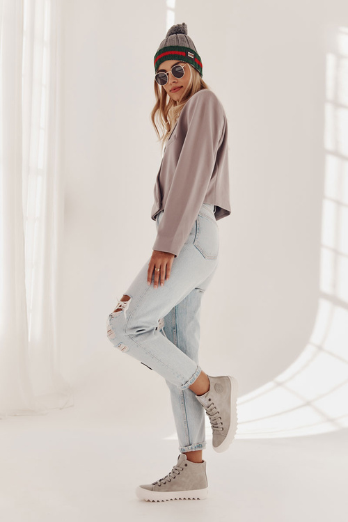 Dámské Tenisky Big Star Vysoké Zateplené Šedé EE274114