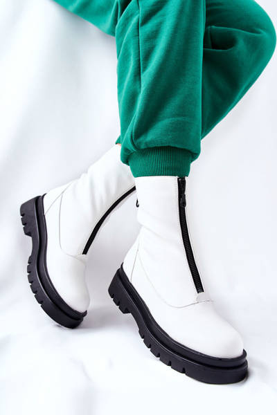 Dámske topánky so zipsom bielym Tierra