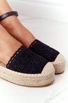 Krajkové Espadrilky Na Pletené Platformě Černé Larisa