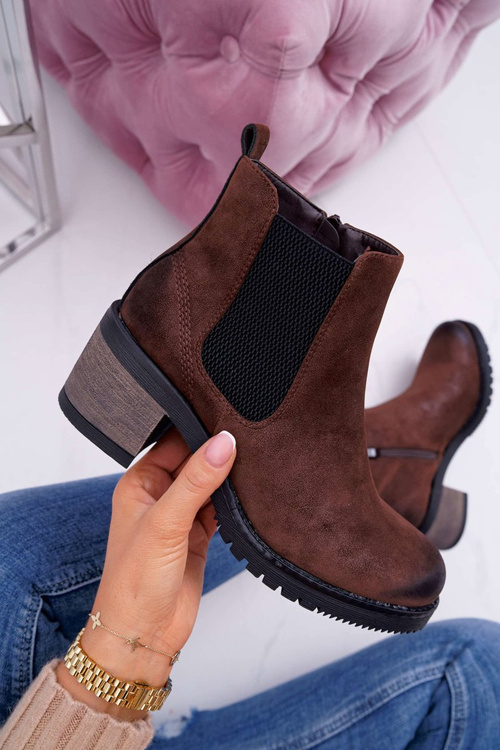 Dámské Kotníkové Boty Na Podpatku Sergio Leone hnědé BT702