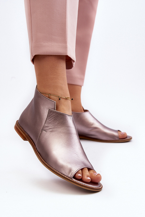 Dámske kožené sandále Laura Messi 2443 Ružové Zlato