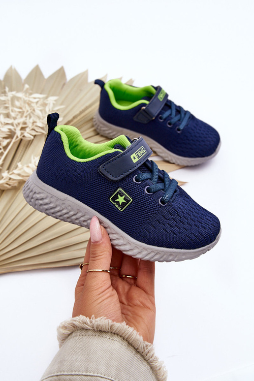 Detské športové topánky s brego námorným modrým suchým zipsom
