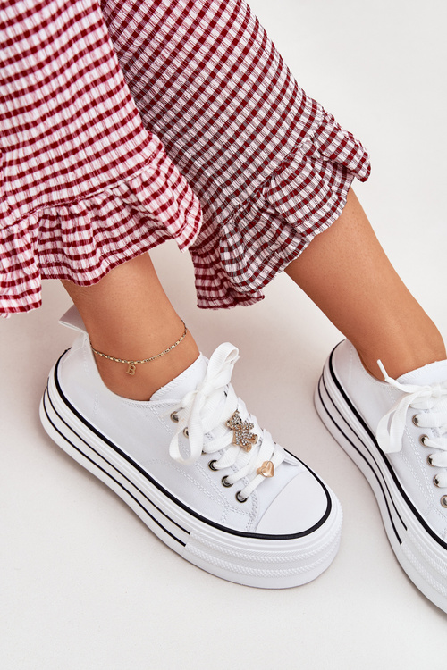 Dámské Tenisky Na Platformě Se Zlatými Doplňky Bílé Fiorina