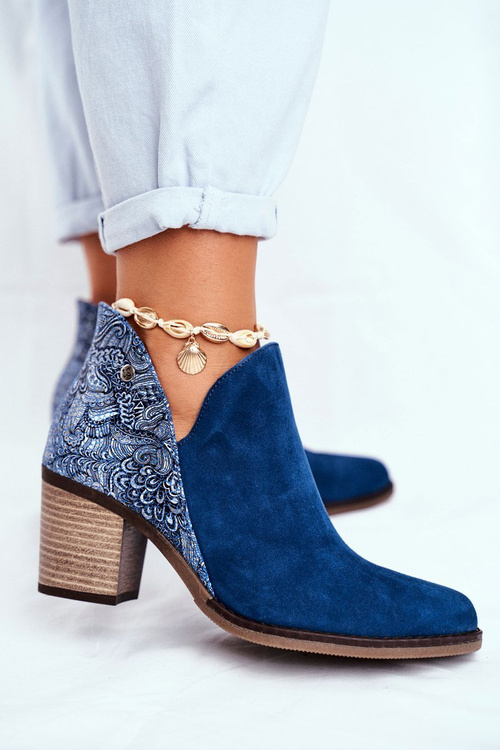 Dámske kožené topánky na Post Maciejka Navy 04492-17