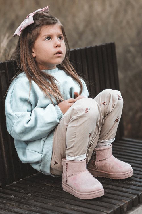 Dívčí Sněhové Teple Boty S Kožešinou S Ušima Růžový Betty