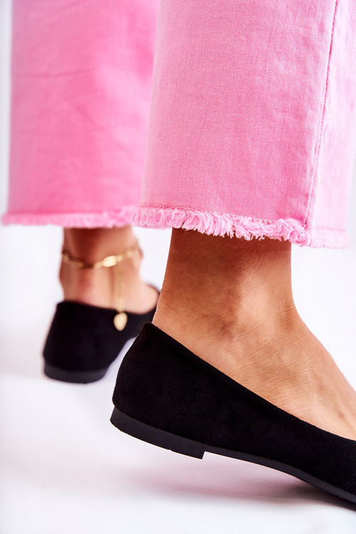 Dámske klasické semišové baleríny čierna arina