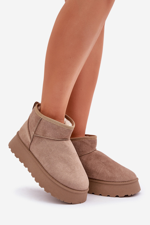 Snehové Topánky Na Platforme Z Eko Semišu Tmavo Béžové Vlivana