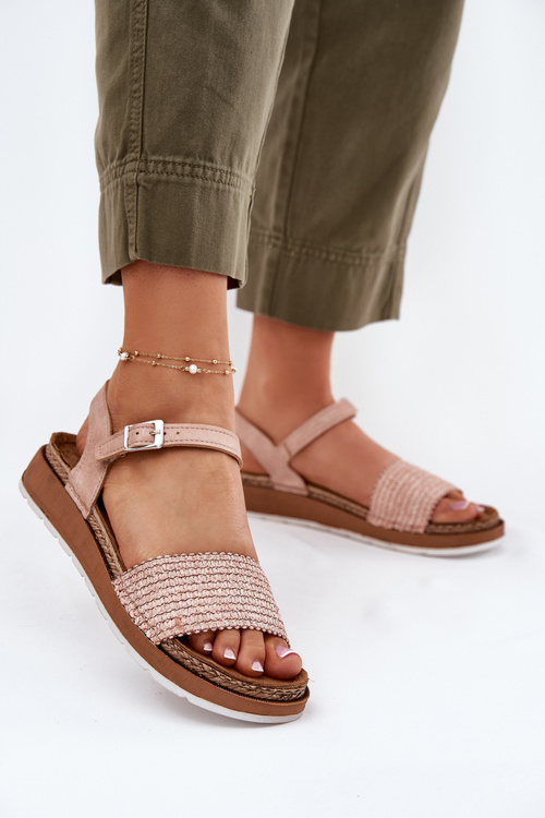 Dámské Sandály S Pletením Na Pásku Růžové Inblu GS000050