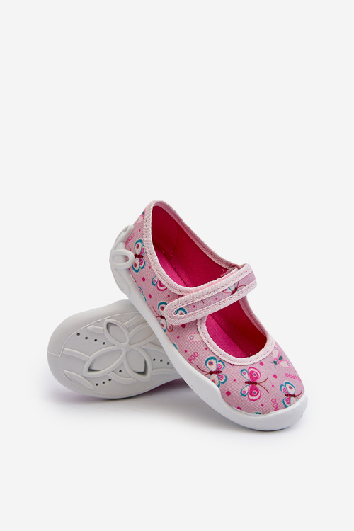 Detské Papuče Baletky Motýliky Befado 114X523 Ružové