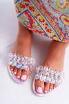 Dámske flip -flops s zirkónmi lu boo ružový stredný benzín
