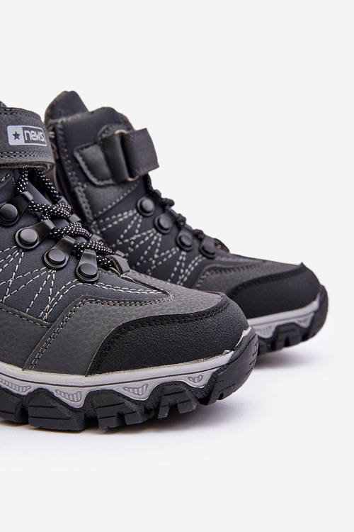 Dětské vyšívané boty s vyplněním vlny šedé Ehas