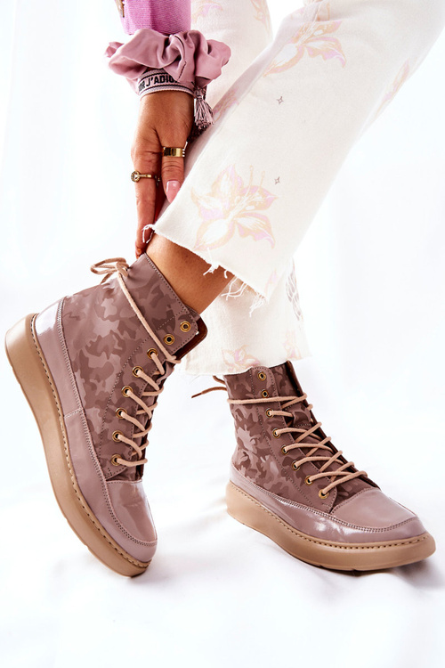 Športové kožené topánky Lewski 3034 béžové camo