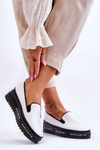 Kĺzané kožené tenisky na platforme White Madeline Platform