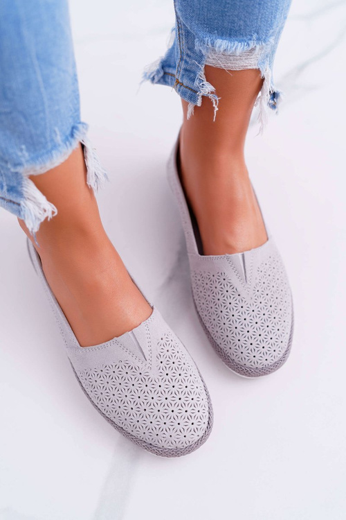 Espadrilles Dámsky kožený semišový šedý bimbo