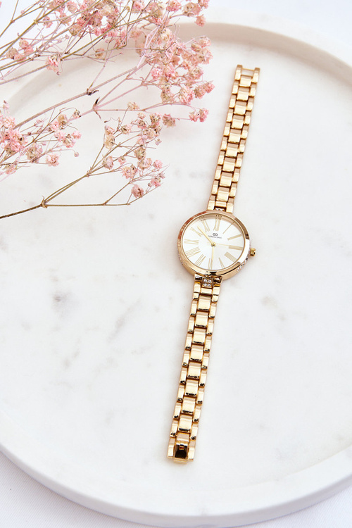 Dámske hodinky s jasným štítom Giorgio a Dario Złoty