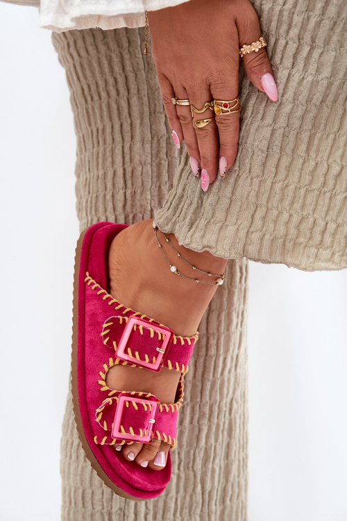 Dámske Papuče S Prackami A Dekoratívnym Obšitím Fuchsie Visley