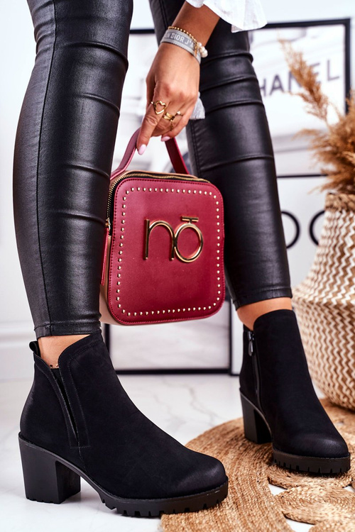 Dámské Kotníkové Boty Na Podpatku Černé Veronica