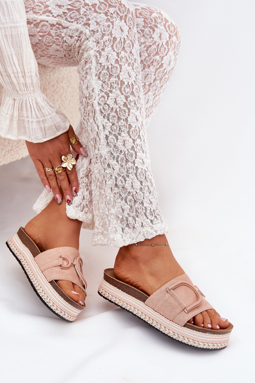 Dámske sandále na platforme s ozdobou ružové Daphira