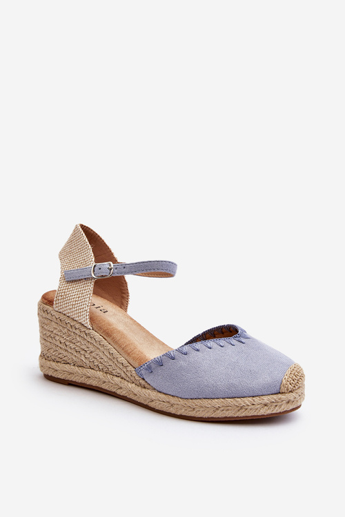 Sandály espadrilky z modrého semiše s pletenou plátnovou podrážkou Raylin