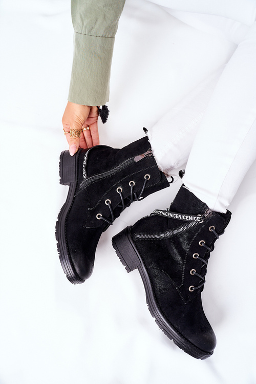 Dámské Kotníkové Ploché Workery Boty Cerne Goorey